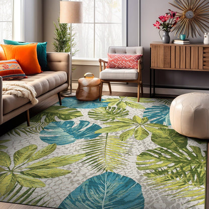 Tappeto decorativo da interno/esterno World Rug Gallery, modello Contemporary Tropical Floral.