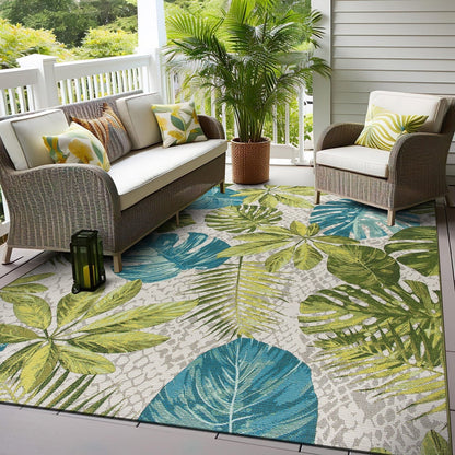 Tappeto decorativo da interno/esterno World Rug Gallery, modello Contemporary Tropical Floral.