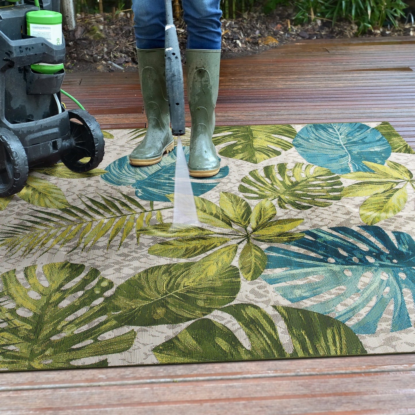 Tappeto decorativo da interno/esterno World Rug Gallery, modello Contemporary Tropical Floral.