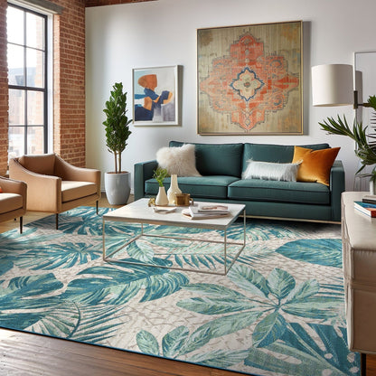 Tappeto decorativo da interno/esterno World Rug Gallery, modello Contemporary Tropical Floral.
