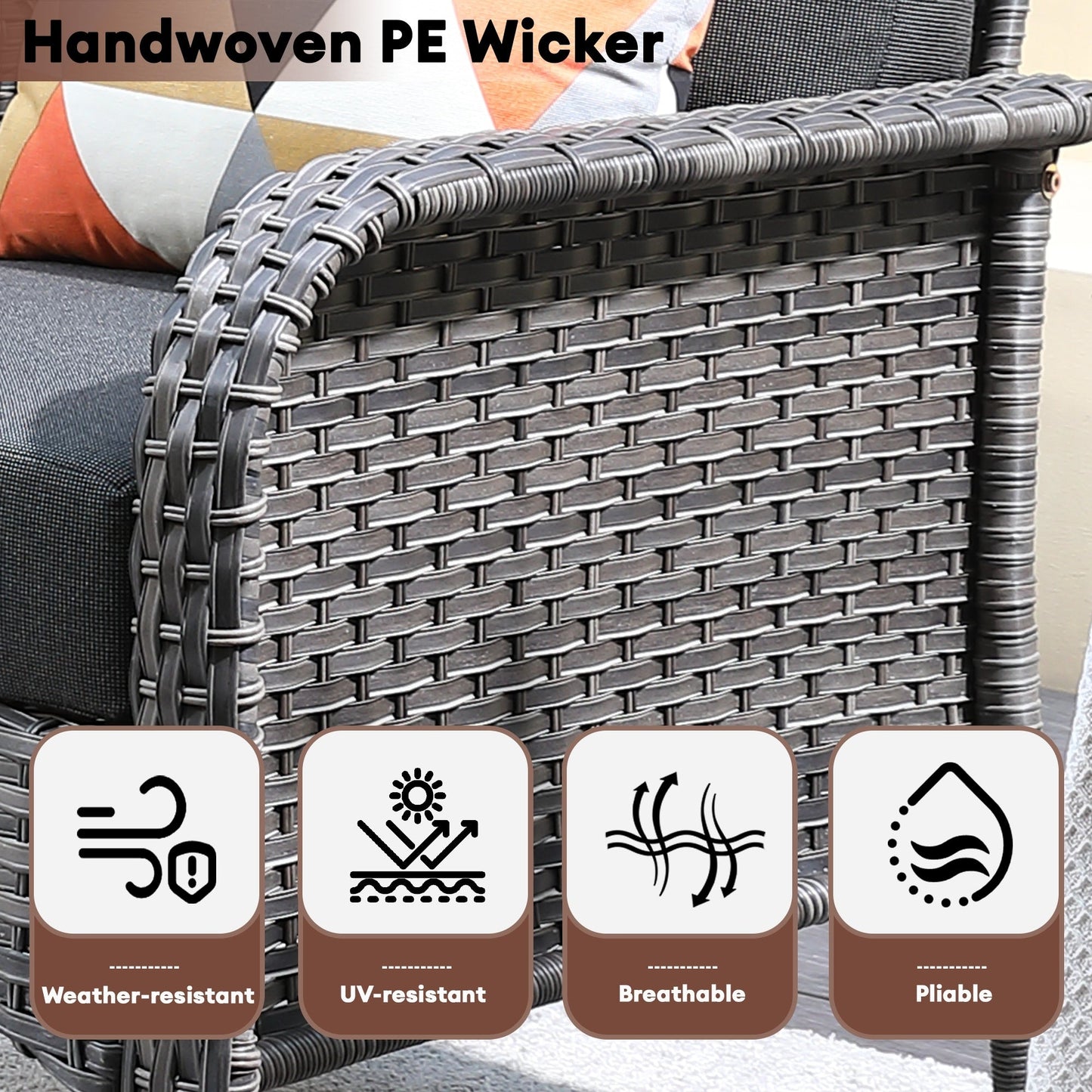 XIZZI Set di mobili da esterno per conversazione da 4 pezzi con tavolo