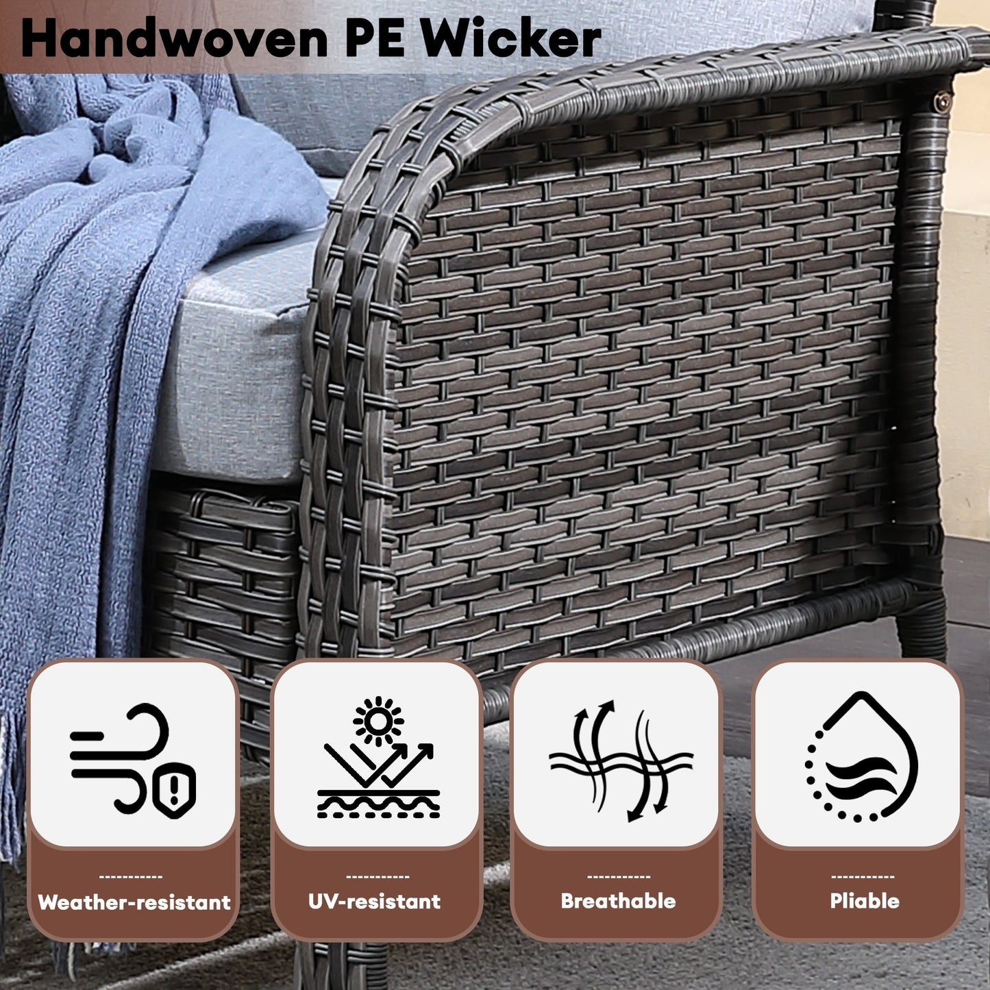 XIZZI Set di mobili da esterno per conversazione da 4 pezzi con tavolo