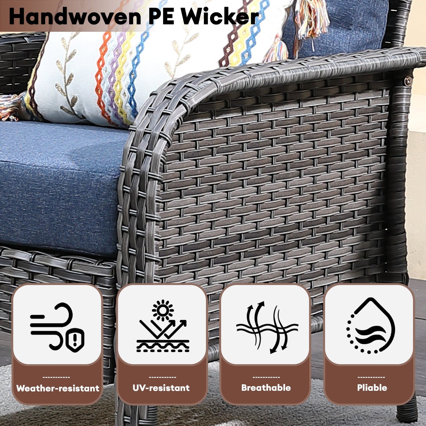 XIZZI Set di mobili da esterno per conversazione da 4 pezzi con tavolo