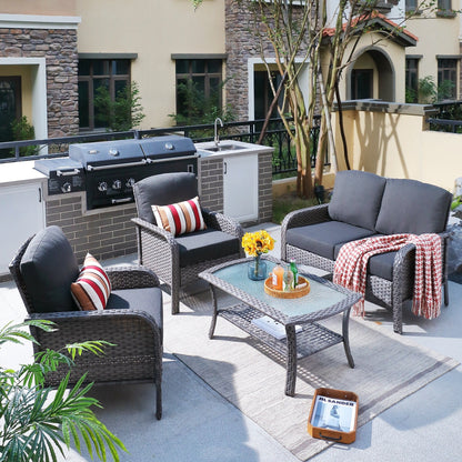 XIZZI Set di mobili da esterno per conversazione da 4 pezzi con tavolo