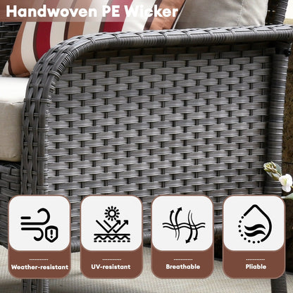 XIZZI Set di mobili da esterno per conversazione da 4 pezzi con tavolo