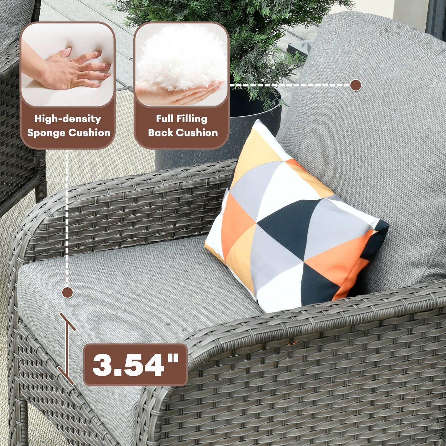 XIZZI Set di mobili da esterno per conversazione da 4 pezzi con tavolo