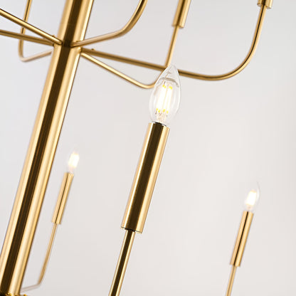 Lampadario a candeliere minimalista a 15 luci, design antico a 2 livelli - 48