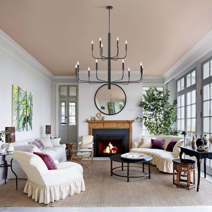 Lampadario a candeliere minimalista a 15 luci, design antico a 2 livelli - 48