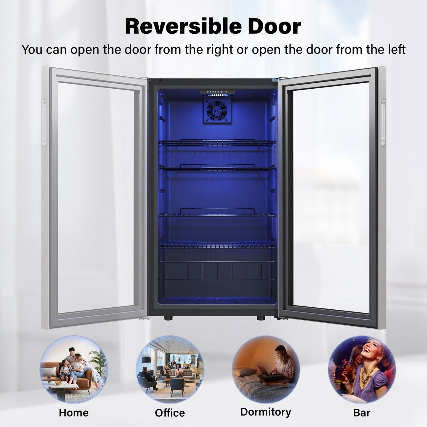 Yeego Frigorifero per bevande da 19 pollici, a zona singola, con capacità di 140 lattine, a colonna - 19 pollici