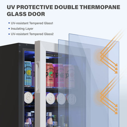 Yeego Frigorifero per bevande da 19 pollici, a zona singola, con capacità di 140 lattine, a colonna - 19 pollici