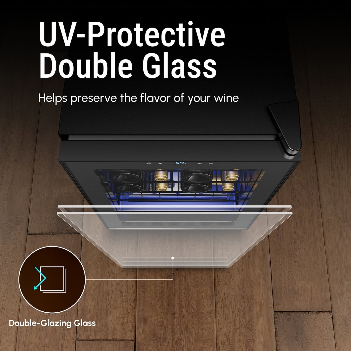 Frigorifero per vino/bevande da 17 pollici, 20 bottiglie, a colonna, con controllo digitale della temperatura.