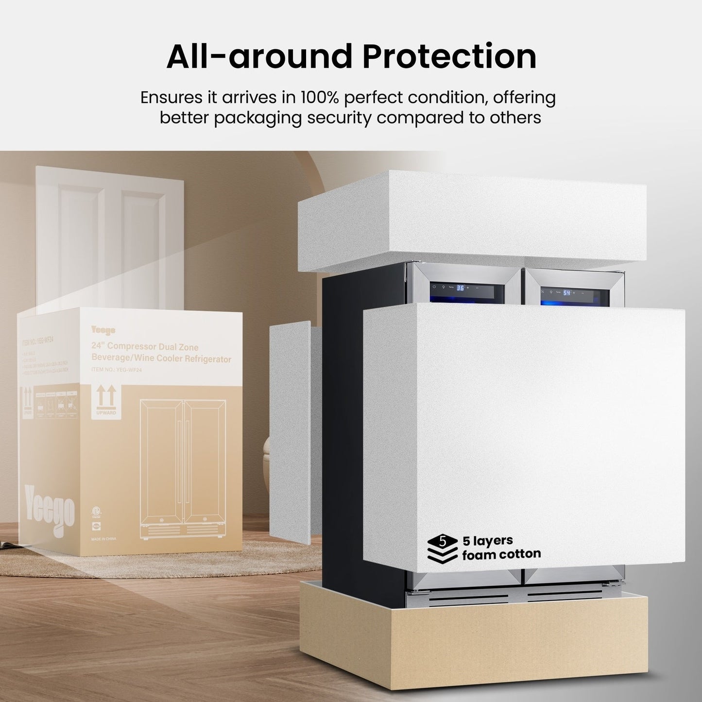 Frigorifero per vino/bevande da 24 pollici, con 20 bottiglie/60 lattine, a DUE ZONE - 24 pollici