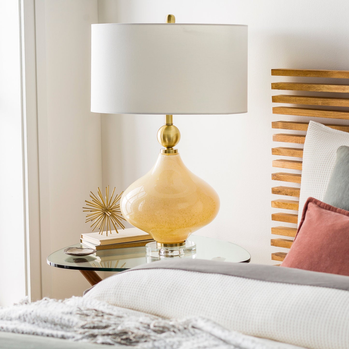 Lampada da tavolo Zayaan in vetro dipinto a forma di zucca