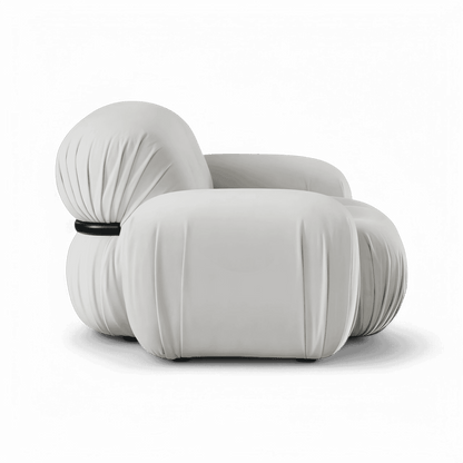Poltrona Rune Lounge in velluto bianco sporco
