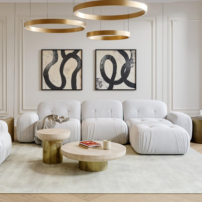 Divano componibile Rune in velluto bianco sporco