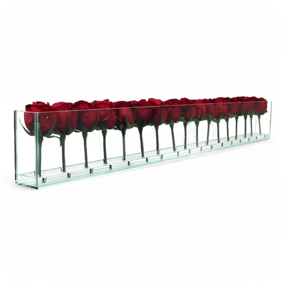 48 Rose con Vaso a Filo Rosso