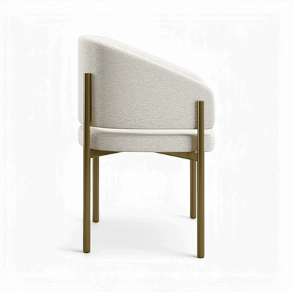 Sedia da pranzo Oxford bianco sporco e struttura in ottone