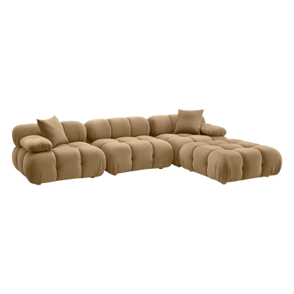 Divano componibile modulare Solace Camel Velvet da 4 pezzi