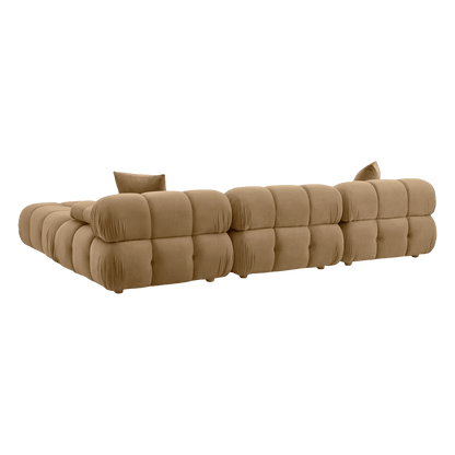 Divano componibile modulare Solace Camel Velvet da 4 pezzi