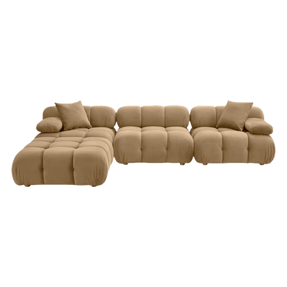 Divano componibile modulare Solace Camel Velvet da 4 pezzi