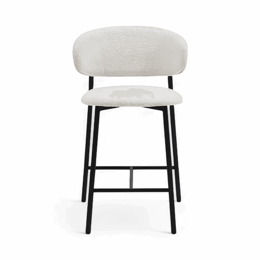 Sgabello da bar Zoya bianco Boucle